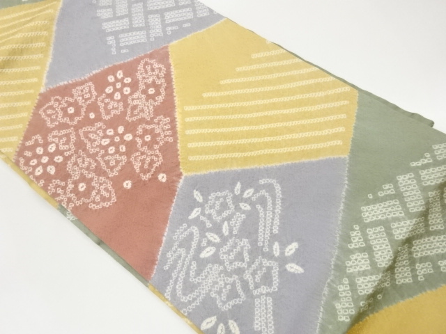 JAPANESE KIMONO / SHIBORI KIRIFUKOMI FURYU-SUI HANABUSA PATTERN NAGOYA